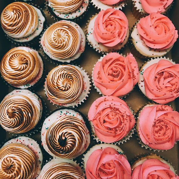 Peppermint Mocha Latte and Pistachio Rose Cupcakes