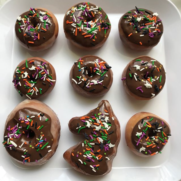 Round and Unicorn Shaped Vegan Donuts with Chocolate Icing