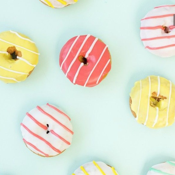 Lemon Vanilla Bean Donuts with Striped Icing